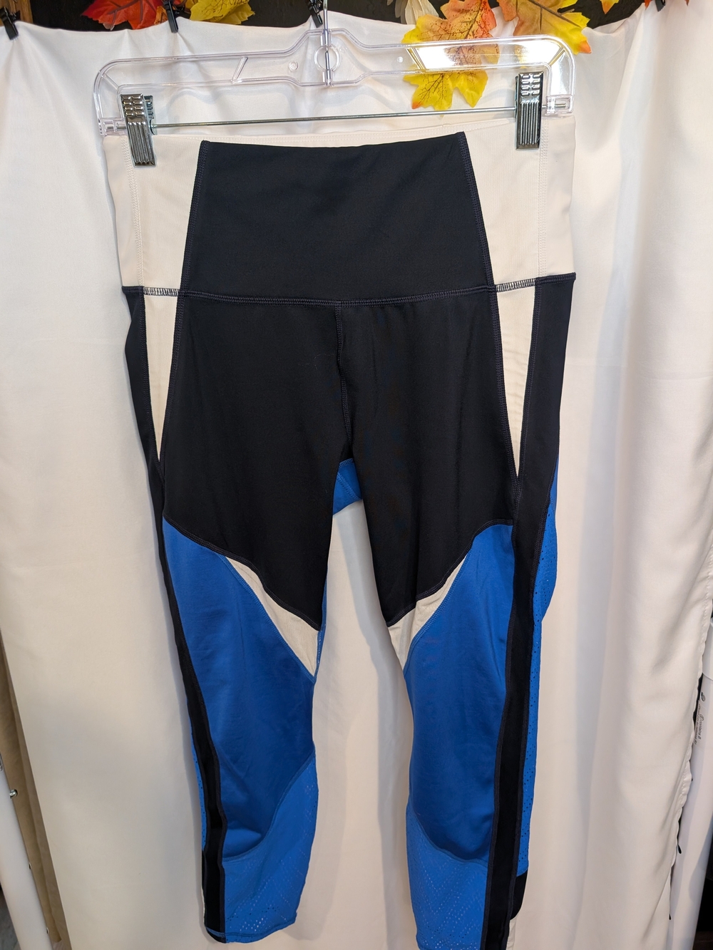 Athleta Black, Blue & White Colorblock High-Waist Leggings